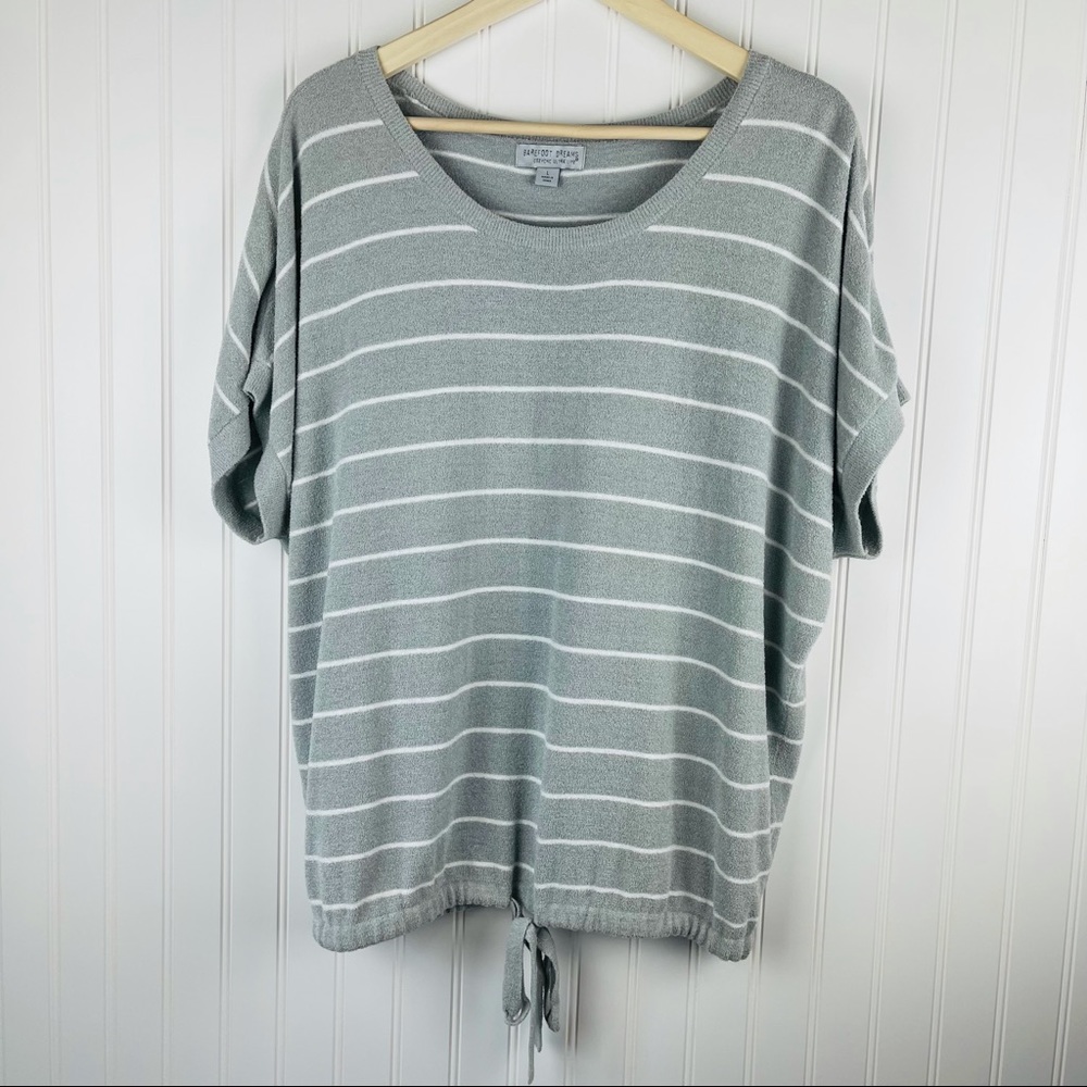 Barefoot Dreams Cozychic Ultra Lite Drawstring Gray Top Size Large